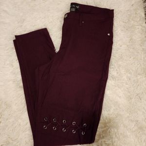 LBODY BY US MAROON-ISH LACE-UP/TIE-UP PANTS